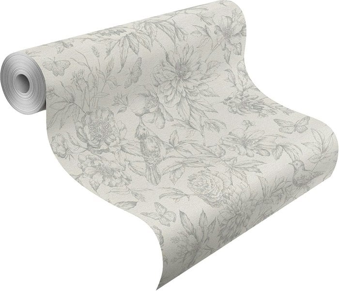 Rasch Wallpaper Elegant Nature Sketch White Wall Paper 449440