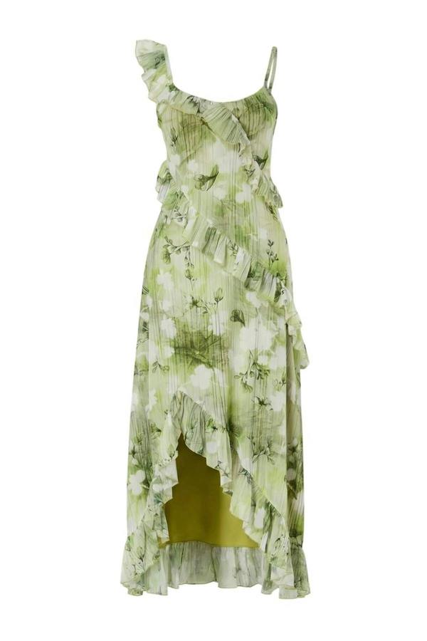 WOVCOR Pool Neck Thin Strap Sleeveless Tulle Knit Dress