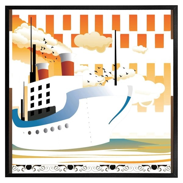 Benjamin Tate Design Art deco ship (picture Frame)