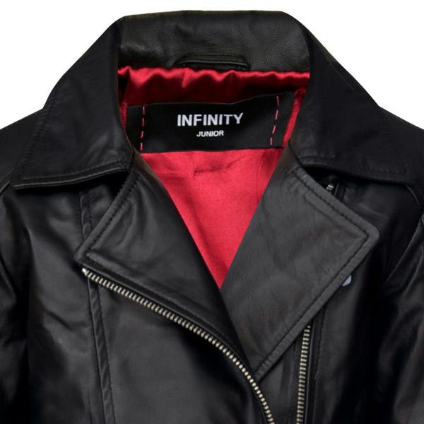 Infinity Leather Kids Jackets Designer's Girls 100% Leather Jacket Zip Up Biker Coats (1-13Years)