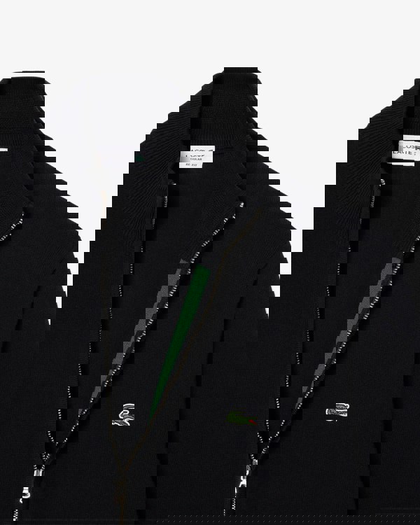 Lacoste High Neck Zipped Cotton Mens Sweater - Black 031 - CHO - Designer Mens Sweatshirts