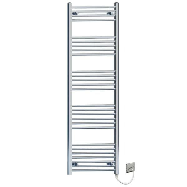 MYHOMEWARE 600 x 1600mm Flat and Curved Chrome Electric Pre-Filled Heated Towel Rail Radiator For Bathroom Designer Standard Element