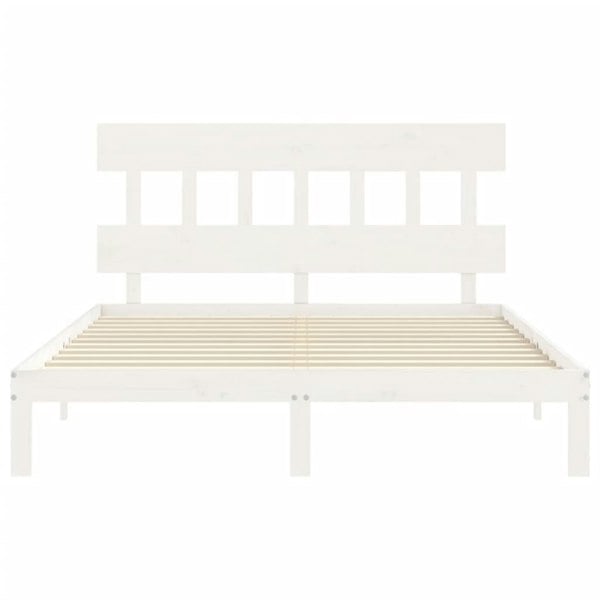 Berkfield Bed Frame with Headboard White King Size Solid Wood