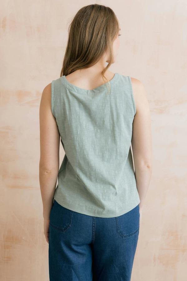 Lily & Me Pier Organic Cotton Jersey Button Vest Silver Sage