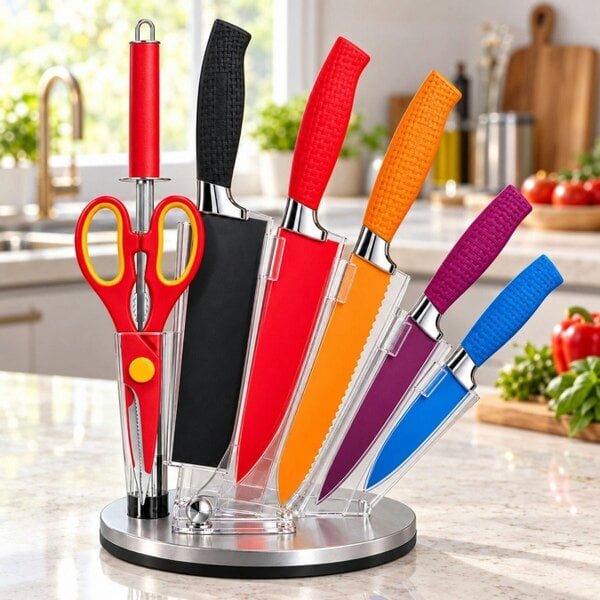 Smart Living 8Pc Acrylic Knife Set with Stand