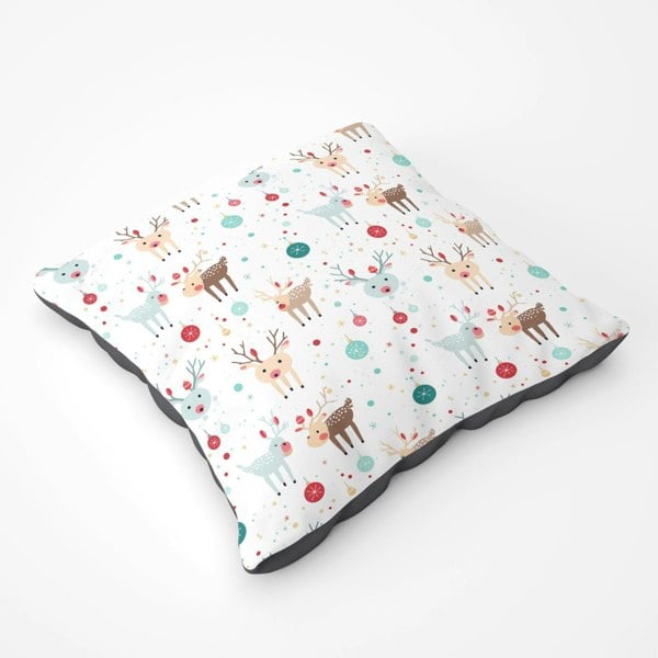 Warren Reed Happy Reindeer With Christmas Lights Floor Cushion