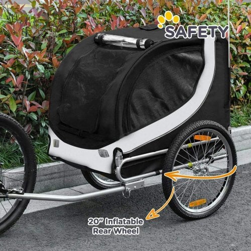 Steel Dog Bike Trailer Pet Cart Carrier for Bicycle Kit Water Resistant with Hitch Coupler Travel White and Black