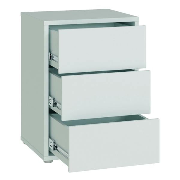 Furniture To Go Alice Springs Bedside Cabinet with 3 Drawers Push-to-Open in Light Grey