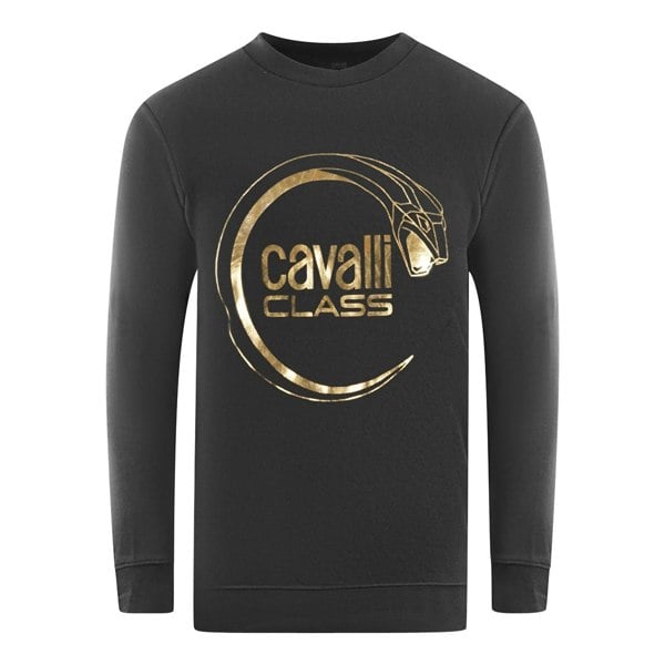 Cavalli Class Piercing Snake Logo Black Sweatshirt