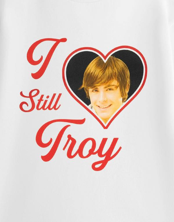 High School Musical Womens White I Love Troy Short Sleeved T-Shirt