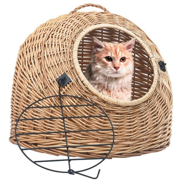 Berkfield Cat Transporter 60x45x45 cm Natural Willow