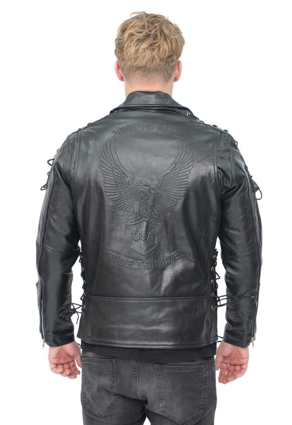 Infinity Leather Mens Embossed Brando Leather Biker Jacket-Chicago