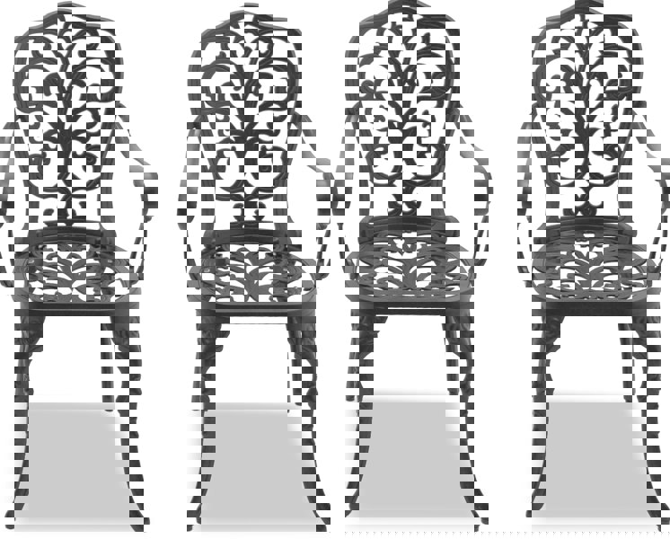 Centurion Supports Bangui Grey 2-Large Garden and Patio Chairs with Armrests in Cast Aluminium