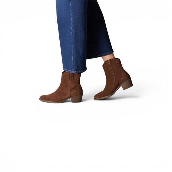 Tamaris Women’s Brown Suede Leather Cowboy Western Ankle Boots - 25702-41