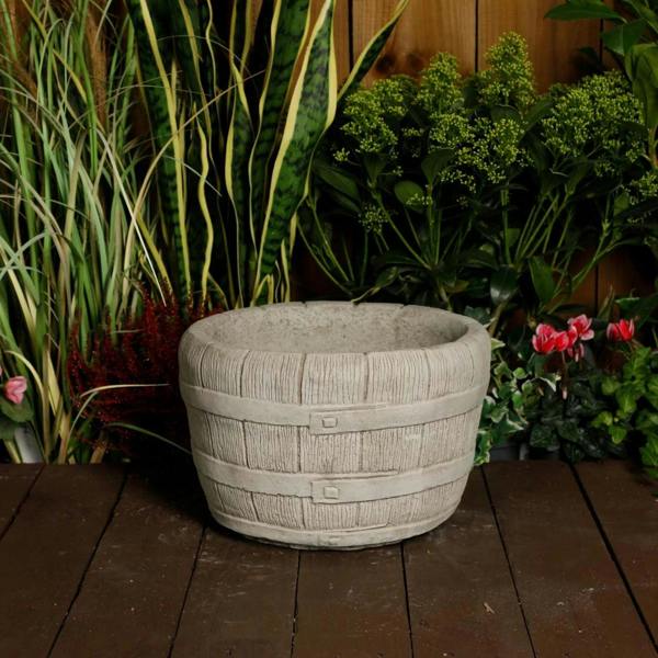 OSN Stone Cast Large Barrel Garden Planter