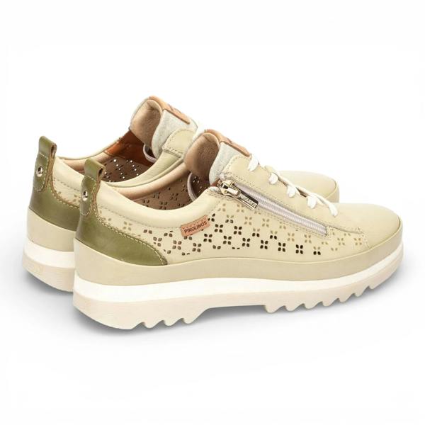 Pikolinos Vigo - Women’s Apple Green Leather Lace Up Zip Sneakers