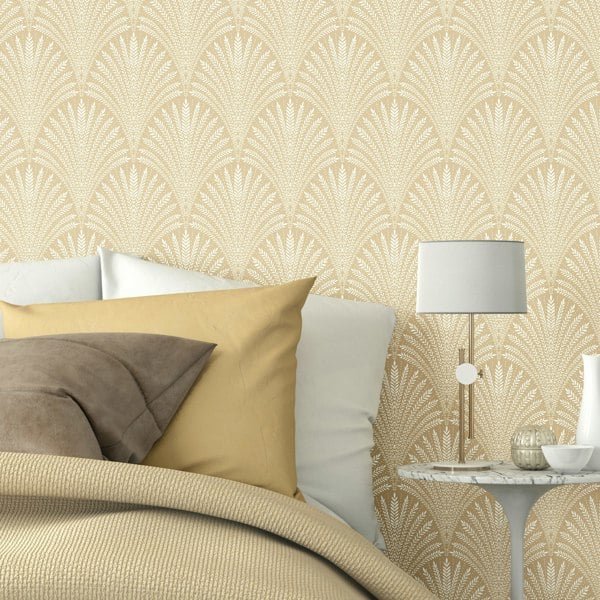 Hoopla Walls Leaf Fan - Gold 10m Wallpaper