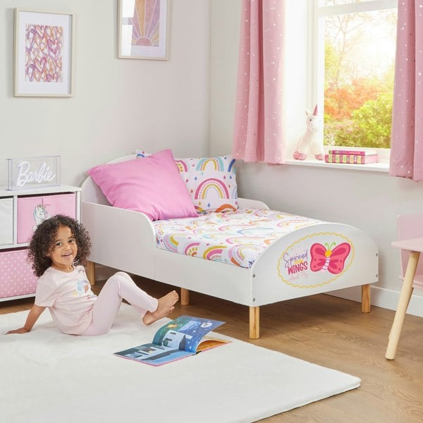 Liberty House Toys Kids White Toddler Bed – Spread Your Wings and Fly