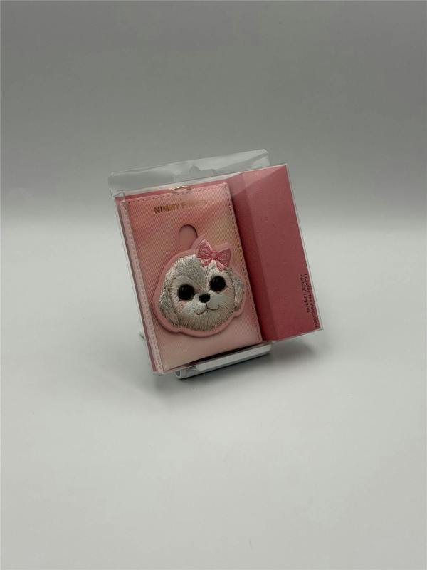 Nimmy Friends Nimmy Big Eye Cute Pet Bischon Fraise Dog  Face Card Sleeve Holder Pink - N-XDY-KT-02-A