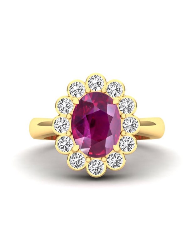 Gemdaia Rare 3ct Ruby & Diamond Halo Ring