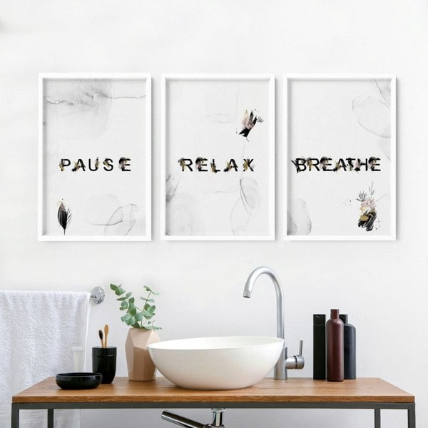 Wall decor for bathroom | set of 3 relaxing wall art