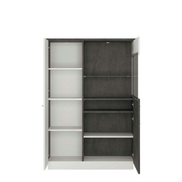 Wyld Haus Nantes Grey and White Low Glazed Display Cabinet Right Hand with Closed Storage