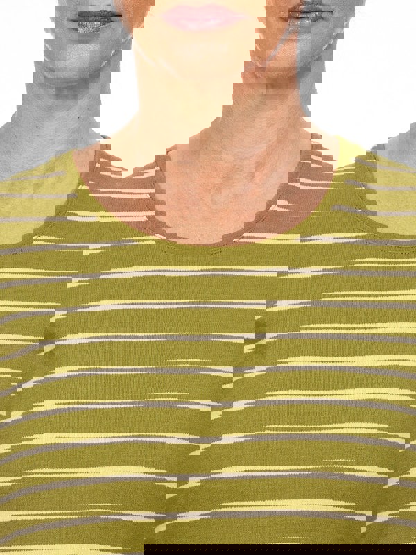 PennyPlain Scoop Neck Striped Top Top - Forest