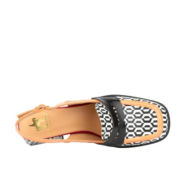 Embassy London Diana - Peach & Hexa Print - Women's block heel slingback leather pump