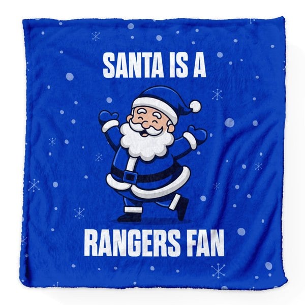 BritishmadeGifts Santa is a Rangers Football Fan - Luxury Fleece Blanket 150cm X 150cm