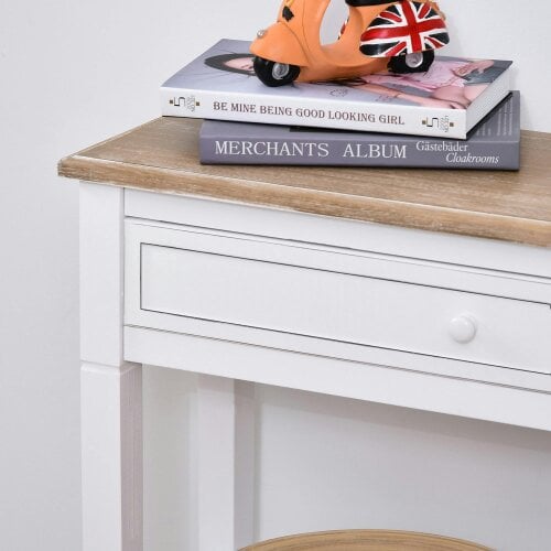 Wyld Haus Sacoso Wooden Natural Retro  Hallway Console Table With Drawer And Dual Shelves