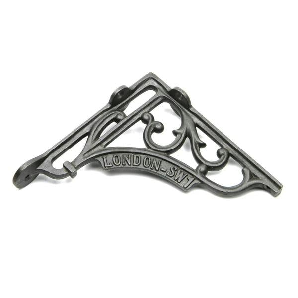 Pair of Antique Cast Iron London SW1 Shelf Brackets 150mm x 150mm