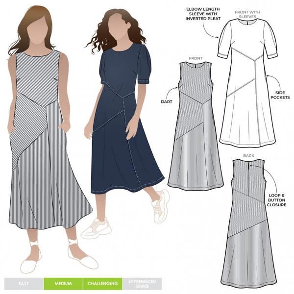 Style Arc Sewing Pattern Yvette Dress - Dresses for Women - Intermediate