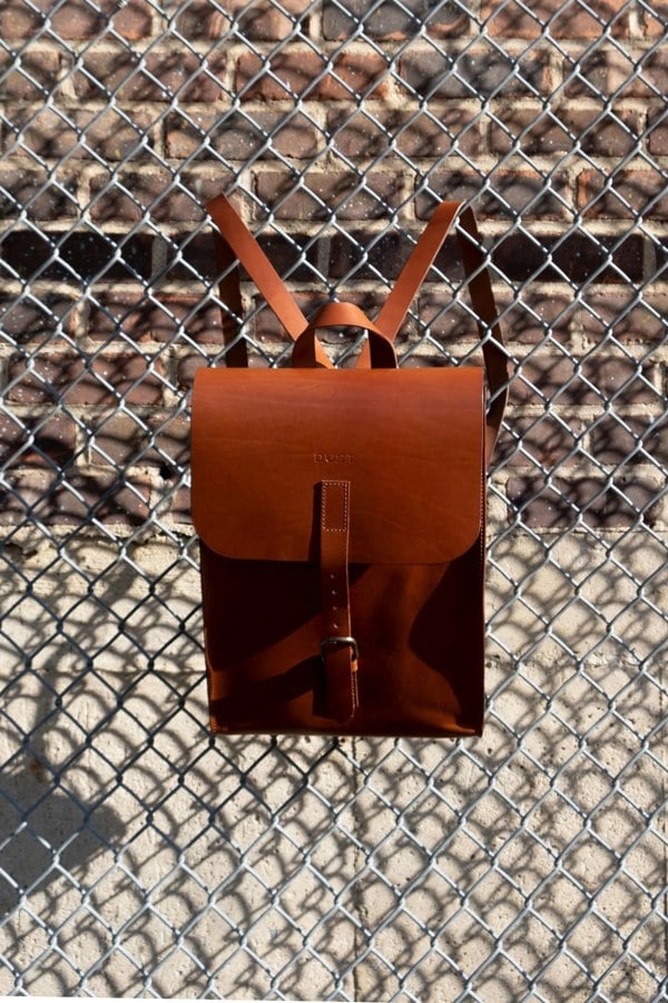 Leather Backpack in Cuoio Brown Mod 120