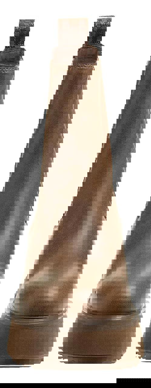 Rocket Dog Heyday Womens Ankle Pull On Dealer Chelsea Boots, front view of brown pull-on ankle boots with elastic side panels and pull tab at the back.