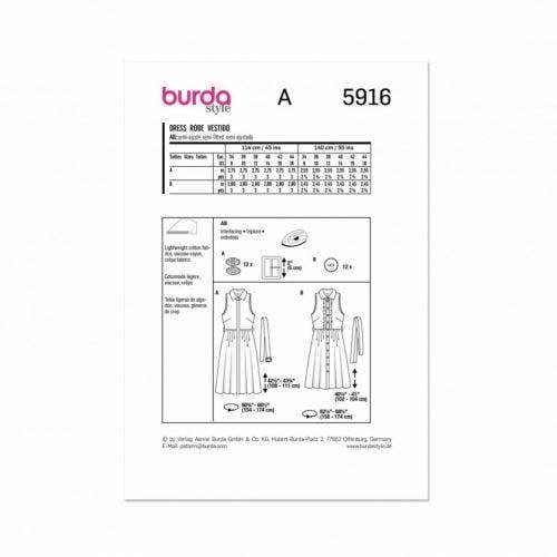 Burda Sewing Pattern 5916 Dresses For Women, 8-18 (34-44) - Easy