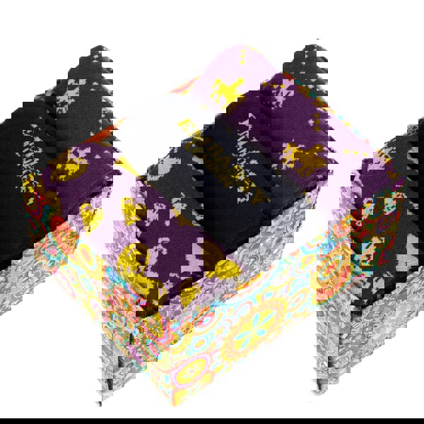 Embassy London Socktopus - Purple Mix - Women's 3 pack cotton crew socks size UK 3 to 7 in purple