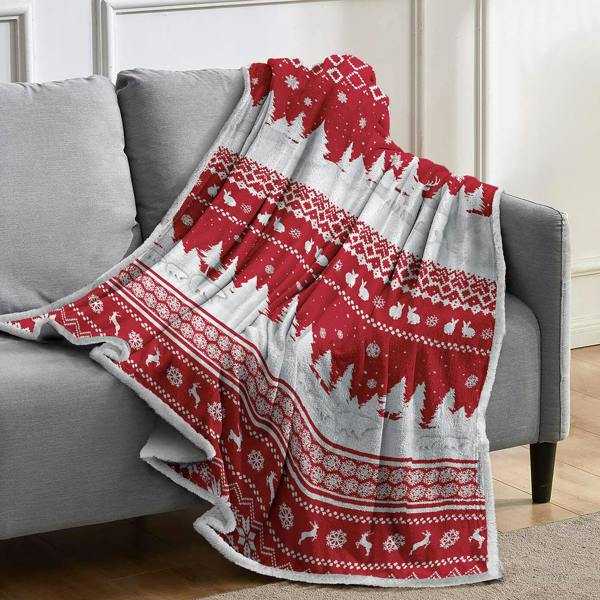 Velosso Cosy Sherpa Fleece Blanket - Soft Touch, Nordic Print, Warm Throws, Machine Washable, Fabric Printed Fleece