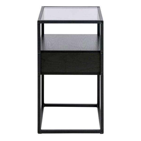 Furniture To Go Randolf Bedside Table in Black with Smoked Glass