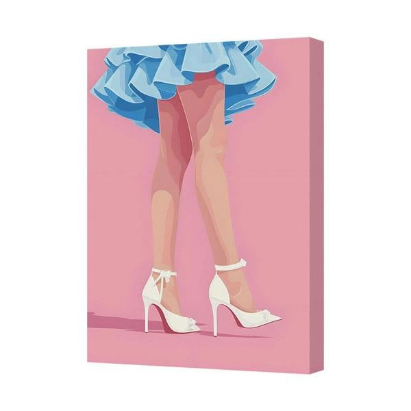 Benjamin Tate Design Contemporary Canvas Art Print Legs In Blue Dress And White Heels