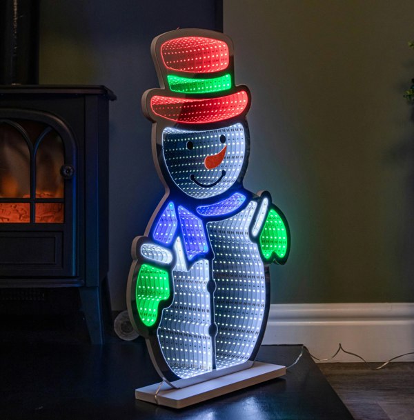 Samuel Alexander 60cm Light up Snowman Infinity Christmas Decoration with Multi-Coloured LEDs