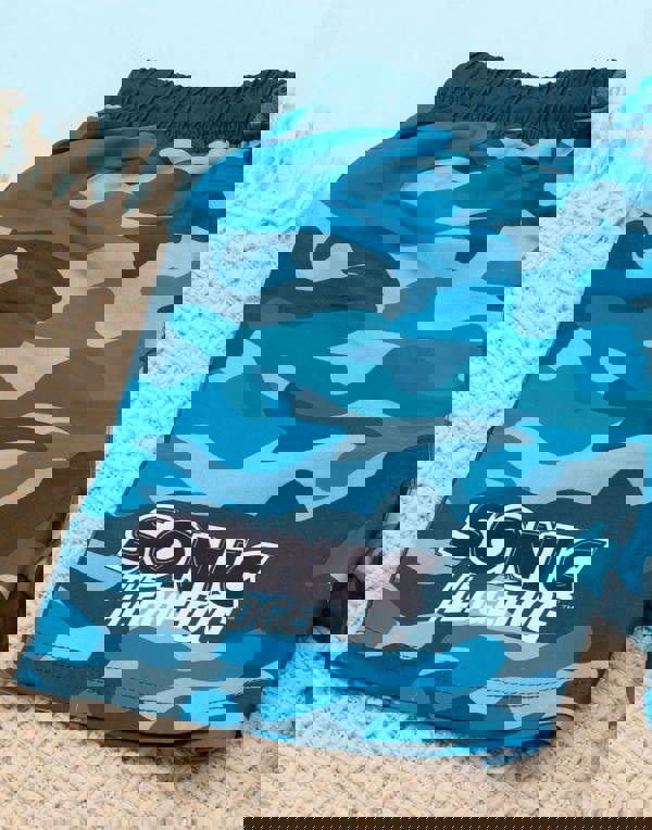 Sonic the Hedgehog Boys Blue Camo Swim Shorts