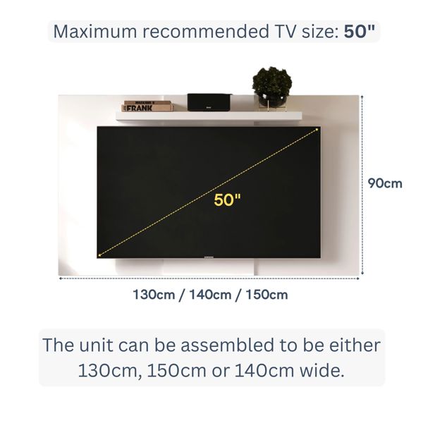 Core Products Lido TV Display Wall Panel, Extendable or Fixed with Adjustable Shelf