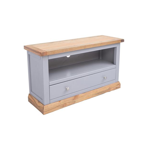 Cabinet Bits Biccari Grey 1 Drawer TV Cabinet Chrome Knob