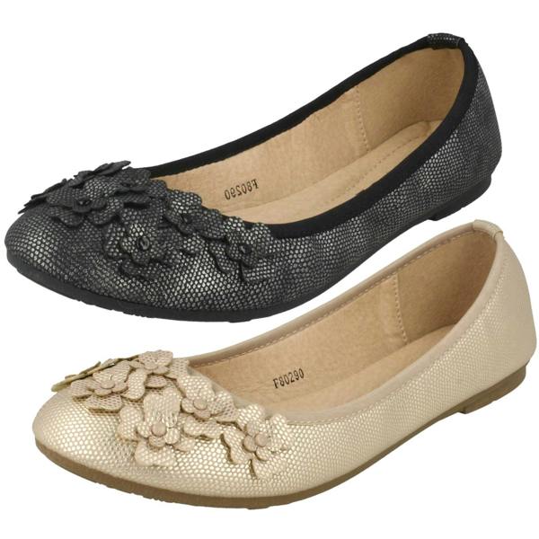 Spot On Ladies Spot On Casual Flat Ballerina Shoes