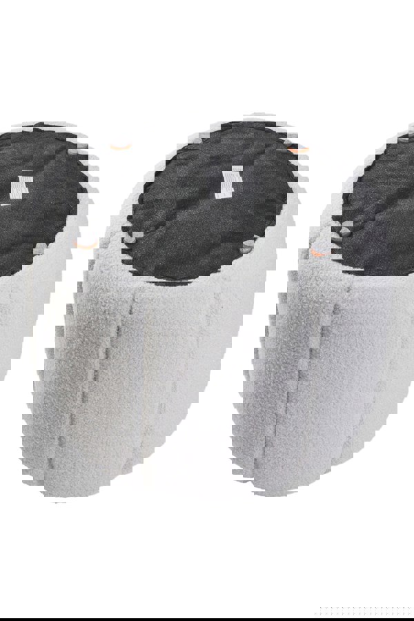 Living and Home Round Shape Teddy Fabric Footstool