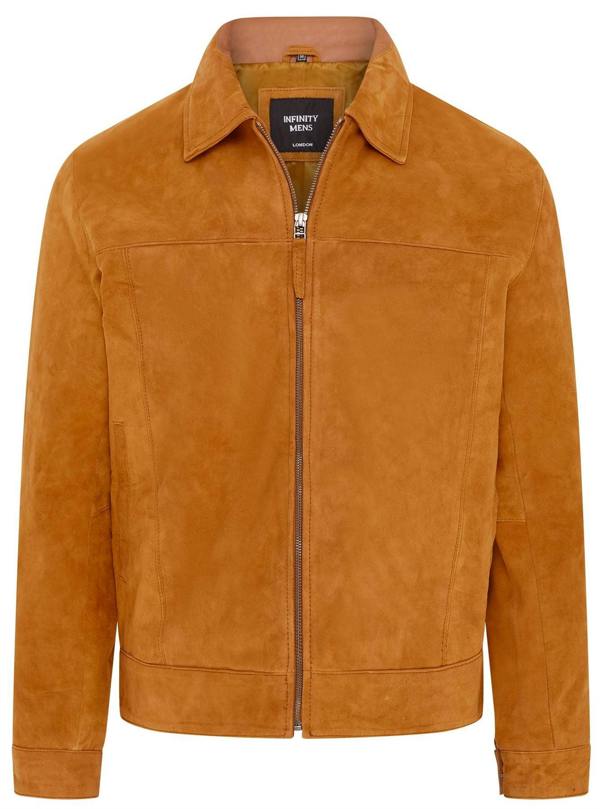 Infinity Leather Mens Retro Classic Suede Leather Harrington Biker Jacket - Bryne