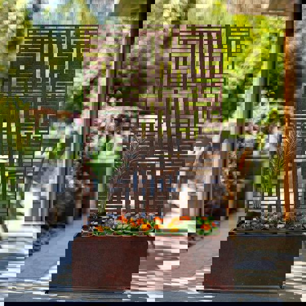 Nicoman Metal Indoor/Outdoor Privacy Screen with Plant Pot - 90cm x 180cm