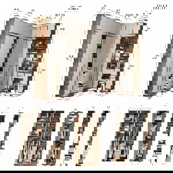 Bianchi Corner Wardrobe, L Shape Wardrobe With Dressing Table-Rit Concept-230cm + 130cm-Rit Concept