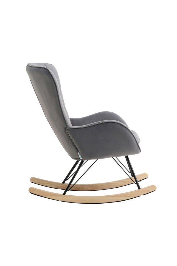 Living and Home Grey Modern Diamond Check Tufted Velvet Rocking Chair