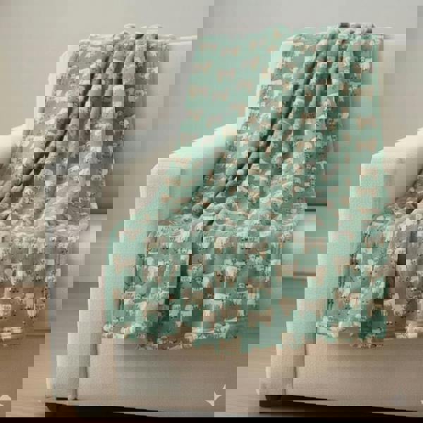 HomeSpace Direct Highland Cow Green Throw